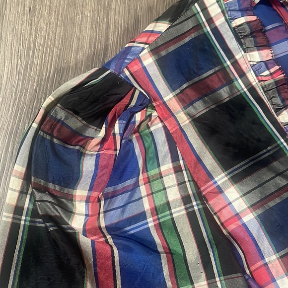 Vintage 1940’s/1950’s Black Plaid Tartan Taffetta Blouse with Ruffles & Buttons - Picture 7 of 14
